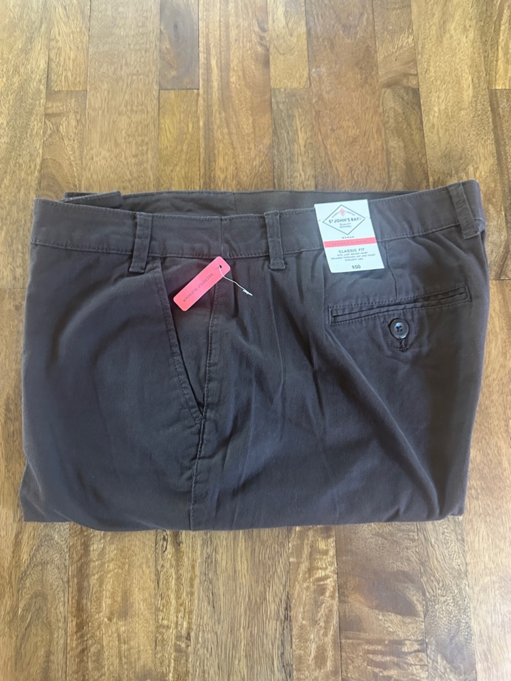 St. John's Bay Men's Dark Brown Classic Fit Chinos